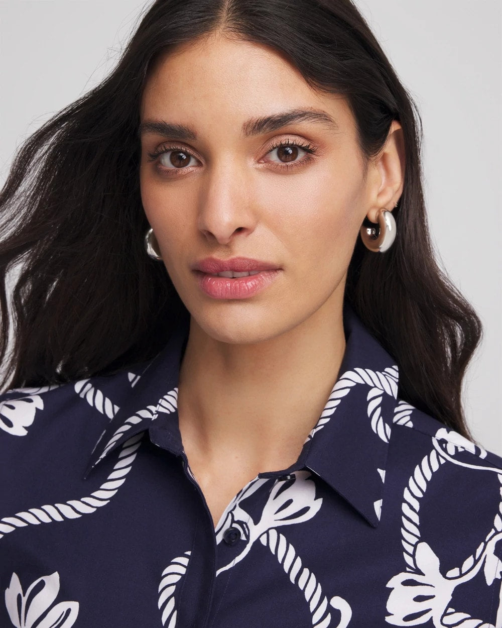Chico's Jewelry Silver Puff Hoop Earrings