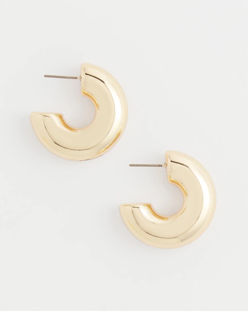 Chico's Jewelry Gold Puff Hoop Earrings