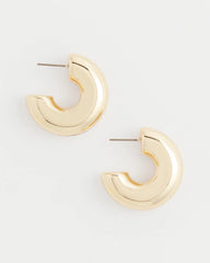 Chico's Jewelry Gold Puff Hoop Earrings