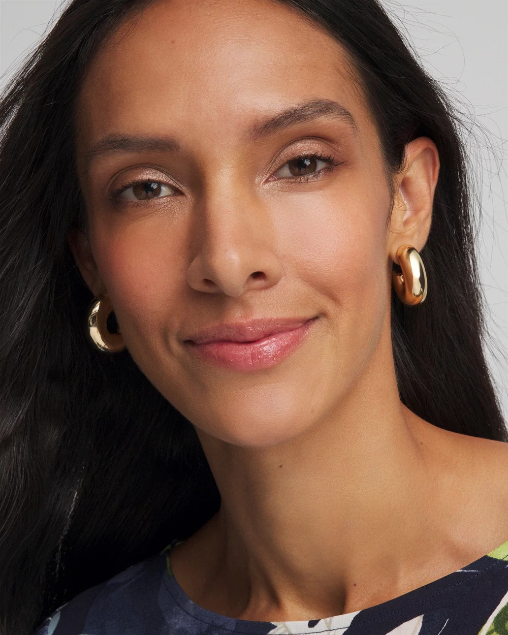 Chico's Jewelry Gold Puff Hoop Earrings