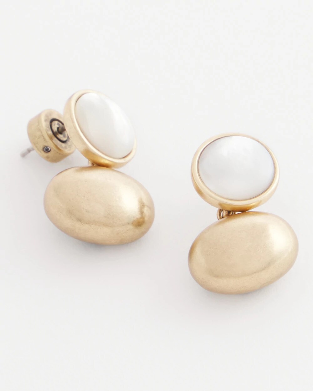 Chico's Jewelry White & Gold Mini Stud Earrings