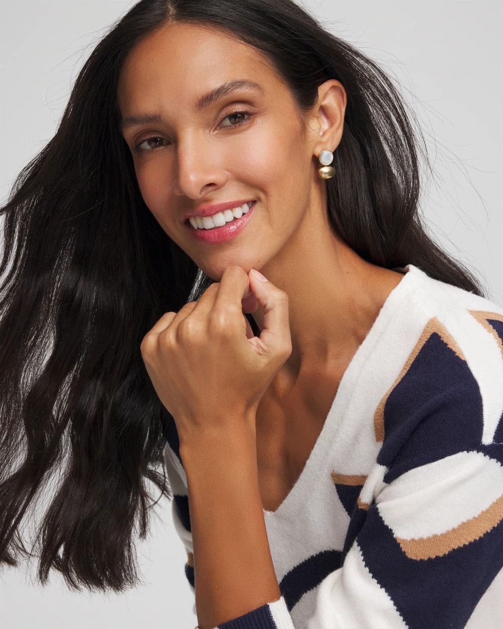 Chico's Jewelry White & Gold Mini Stud Earrings