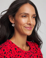 Chico's Jewelry Crystal Heart Gem Drop Earrings
