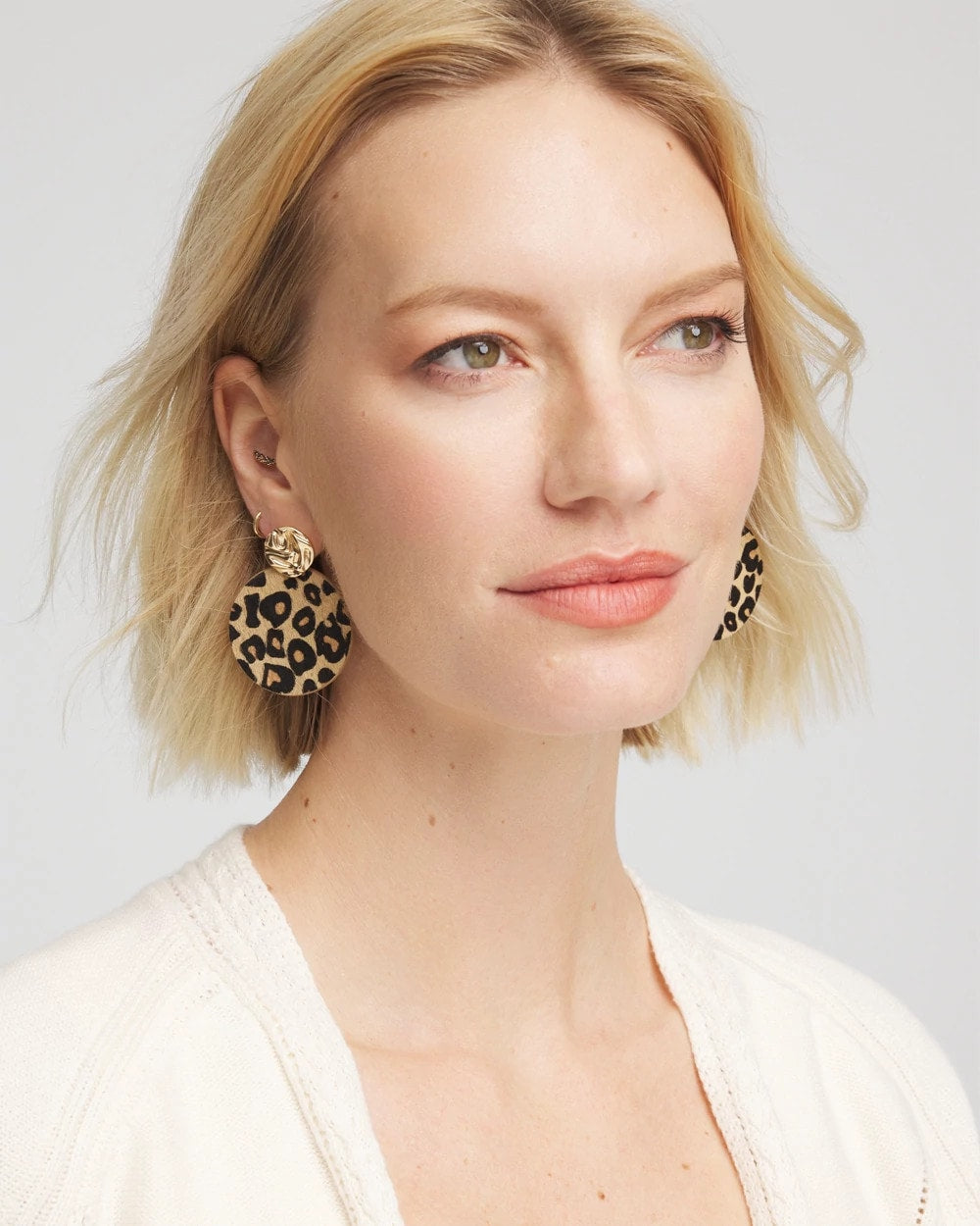 Chico's Jewelry Round Haircalf Earrings