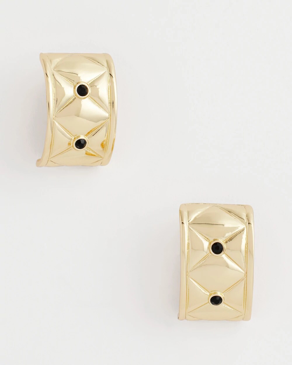Chico's Jewelry Black & Gold Quilted  Clip on Earrings