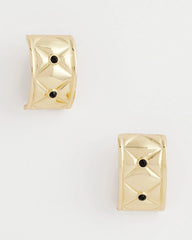 Chico's Jewelry Black & Gold Quilted  Clip on Earrings