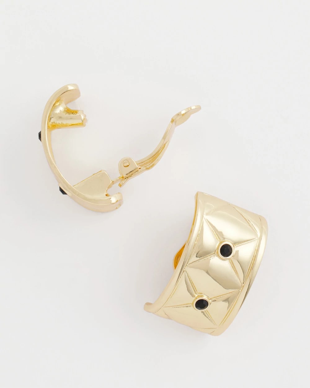 Chico's Jewelry Black & Gold Quilted  Clip on Earrings