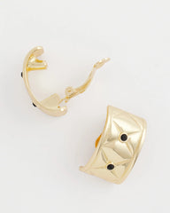 Chico's Jewelry Black & Gold Quilted  Clip on Earrings