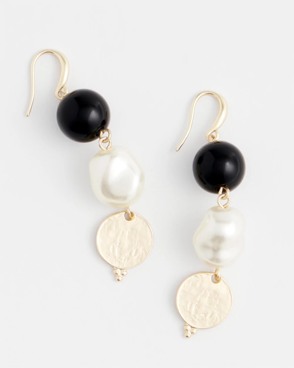 Chico's Jewelry Linear Gold Pearl Earrings