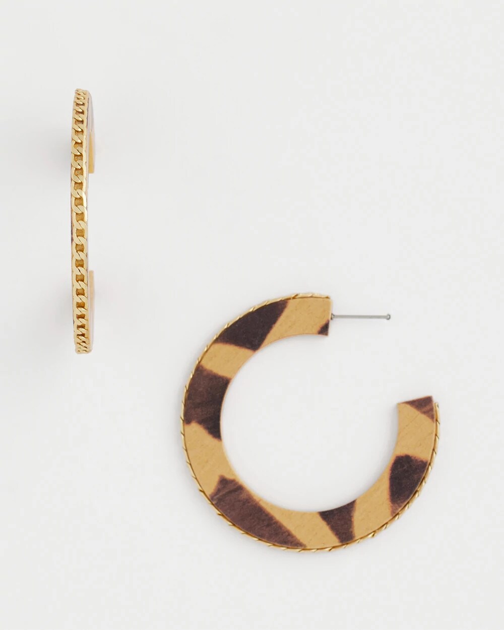 Chico's Jewelry Animal Wood Hoop Earrings