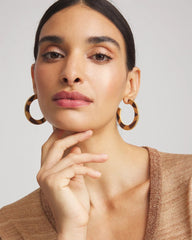 Chico's Jewelry Animal Wood Hoop Earrings