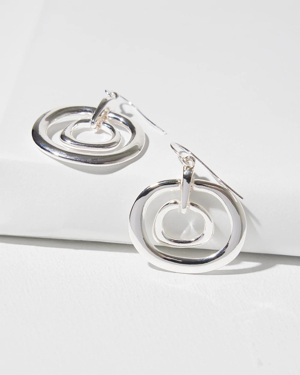 Chico's Jewelry Silver Tone Drop Pendant Earrings