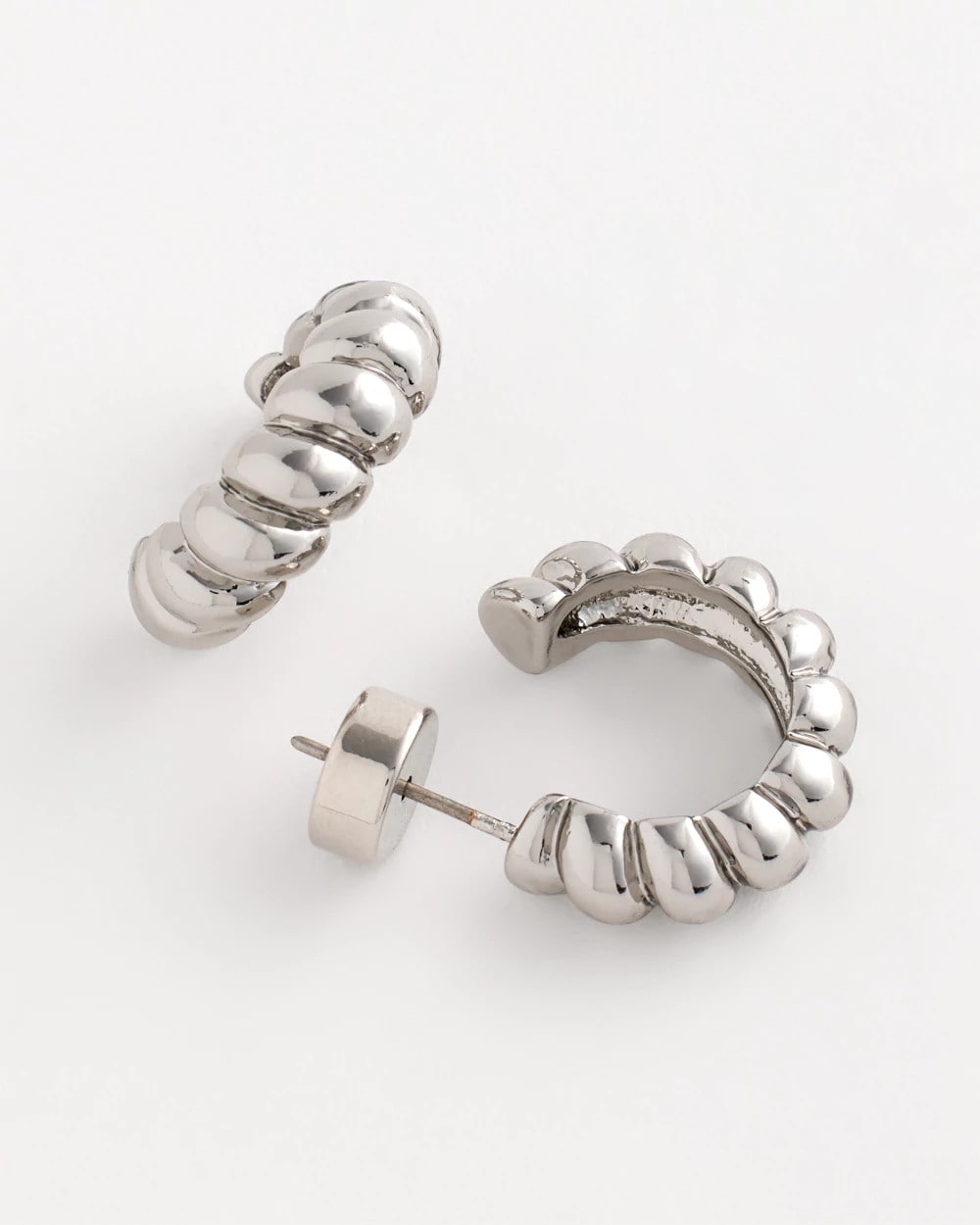 Chico's Jewelry No Droop® Silvertone Twisted Hoop Earrings