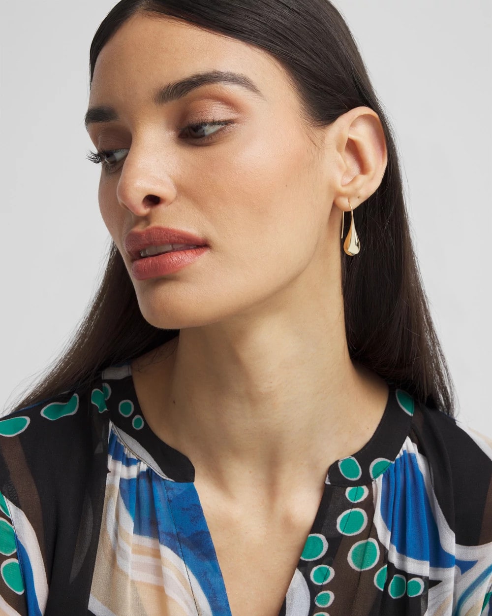 Chico's Jewelry No Droop™ Gold Tone Teardrop Threader Earrings