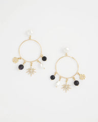 Chico's Jewelry Starry Night Charm Hoop Earrings