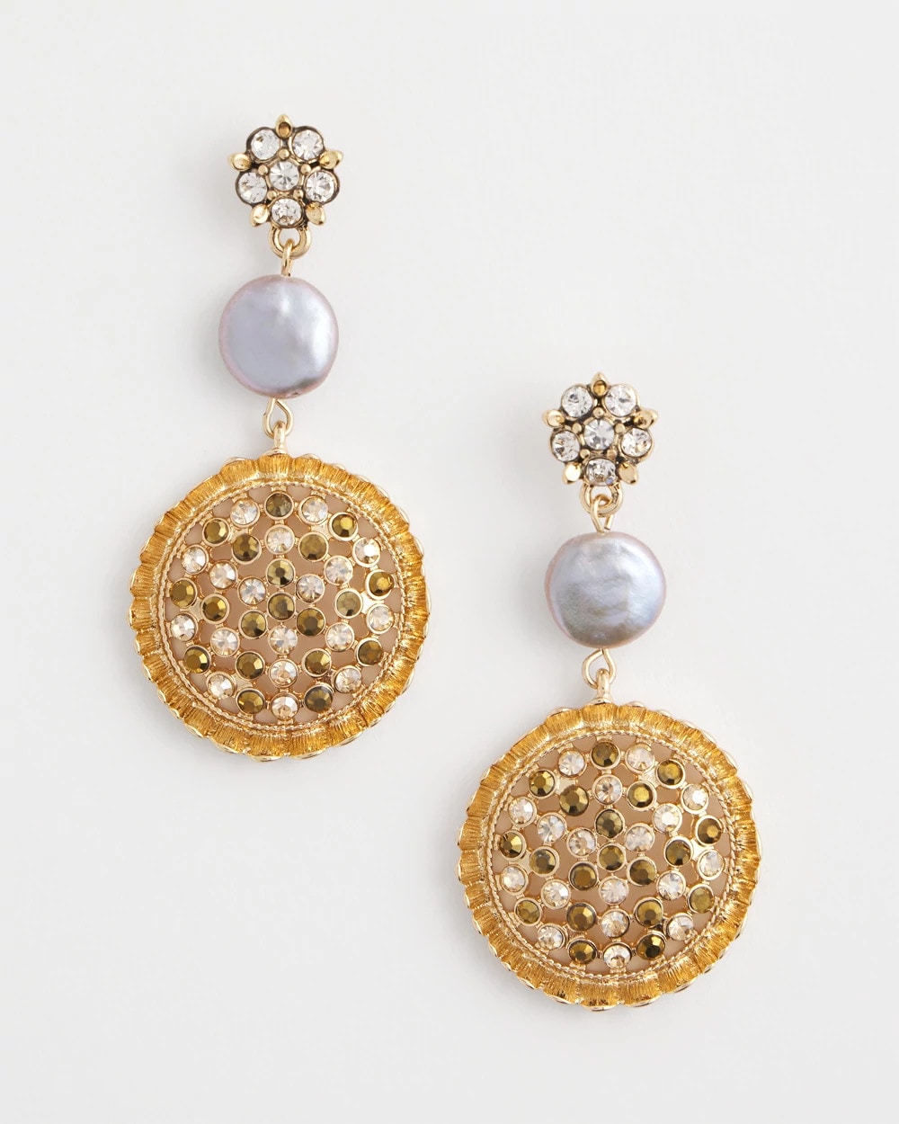 Chico's Jewelry Gold Medallion Drop Earrings