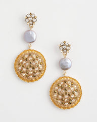 Chico's Jewelry Gold Medallion Drop Earrings