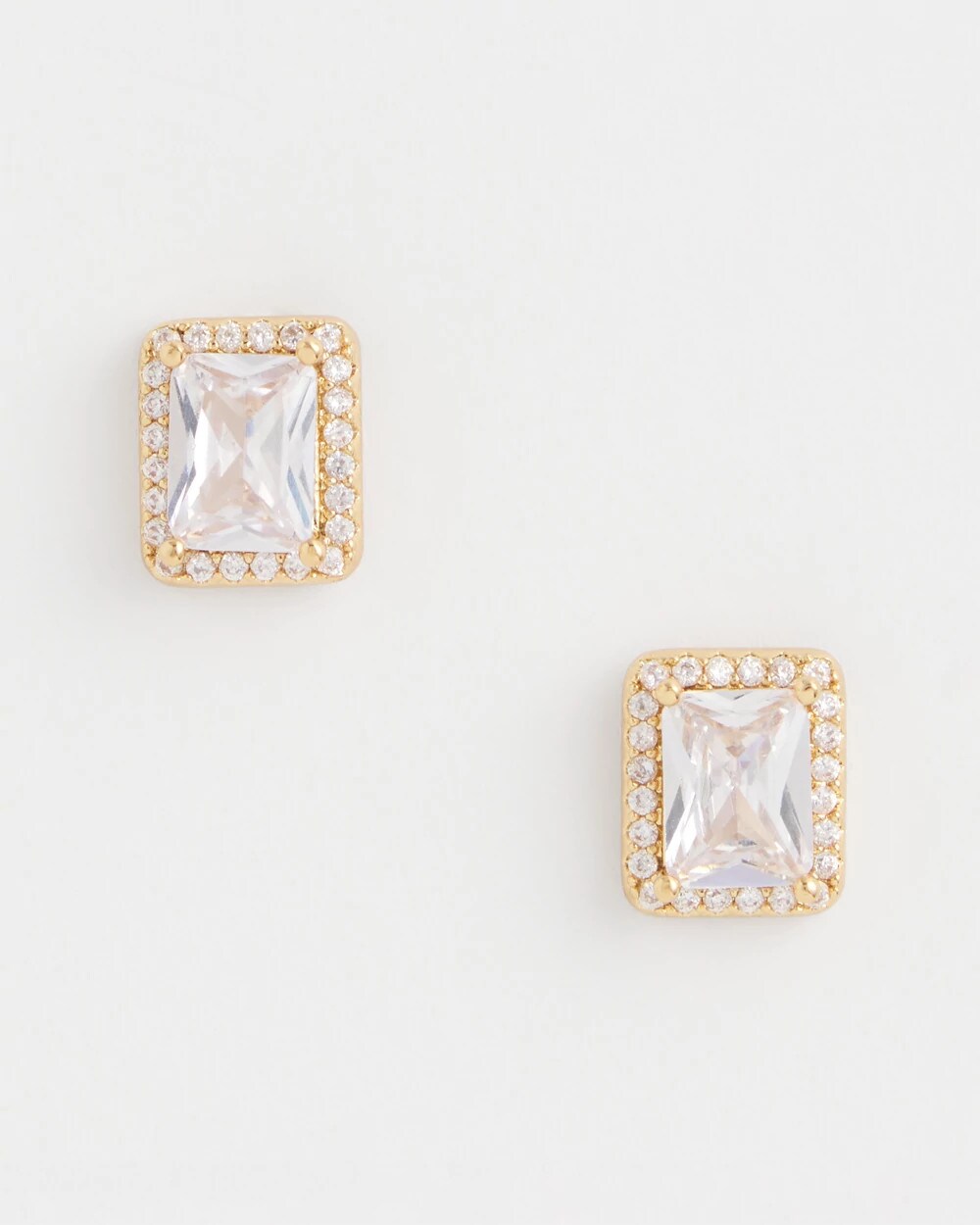 Chico's Jewelry Gold Emerald Cut Stud Earrings