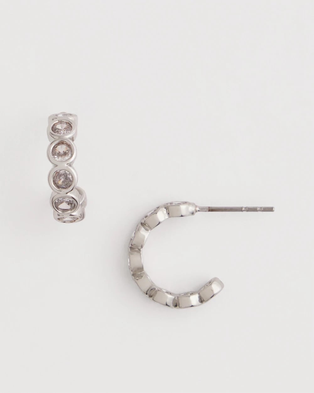 Chico's Jewelry Silvertone Crystal Mini Hoop Earrings