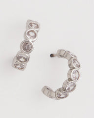 Chico's Jewelry Silvertone Crystal Mini Hoop Earrings