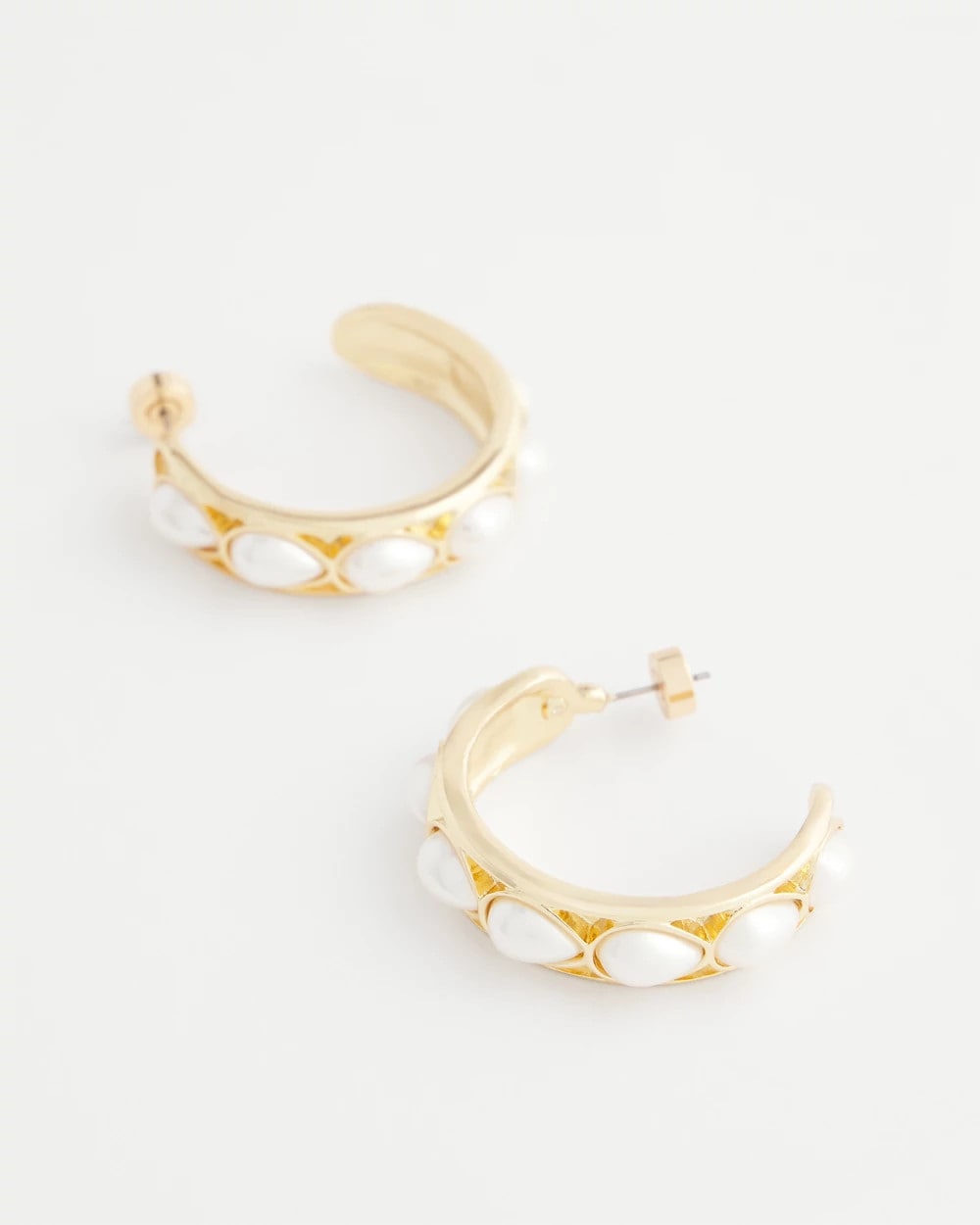 Chico's Jewelry No Droop® Faux Pearl Hoop Earrings