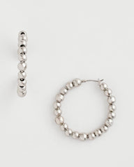 Chico's Jewelry Silvertone Beaded Hoop Earrings