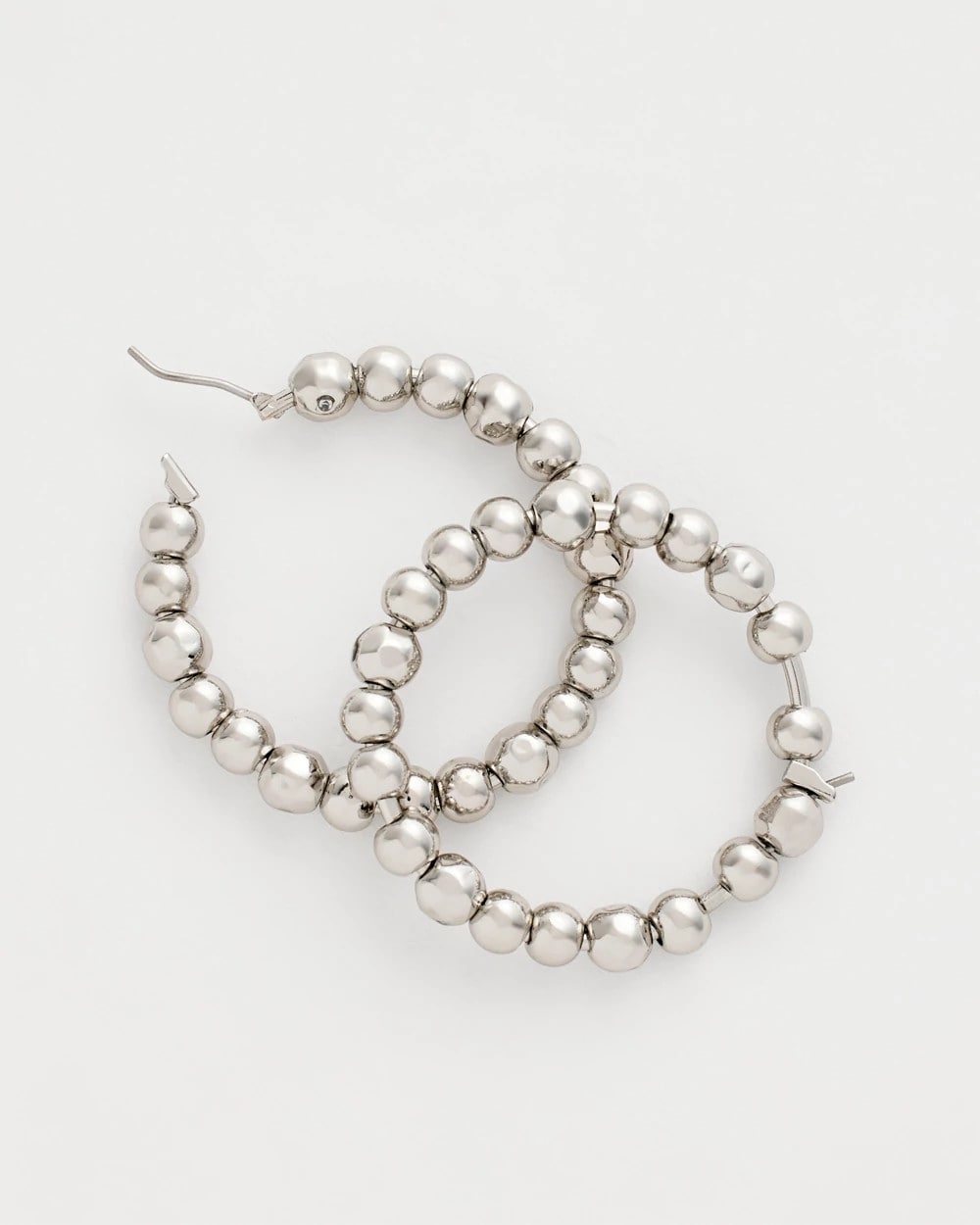Chico's Jewelry Silvertone Beaded Hoop Earrings