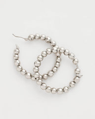 Chico's Jewelry Silvertone Beaded Hoop Earrings