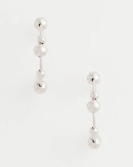 Chico's Jewelry Silvertone Beaded Hoop Earrings