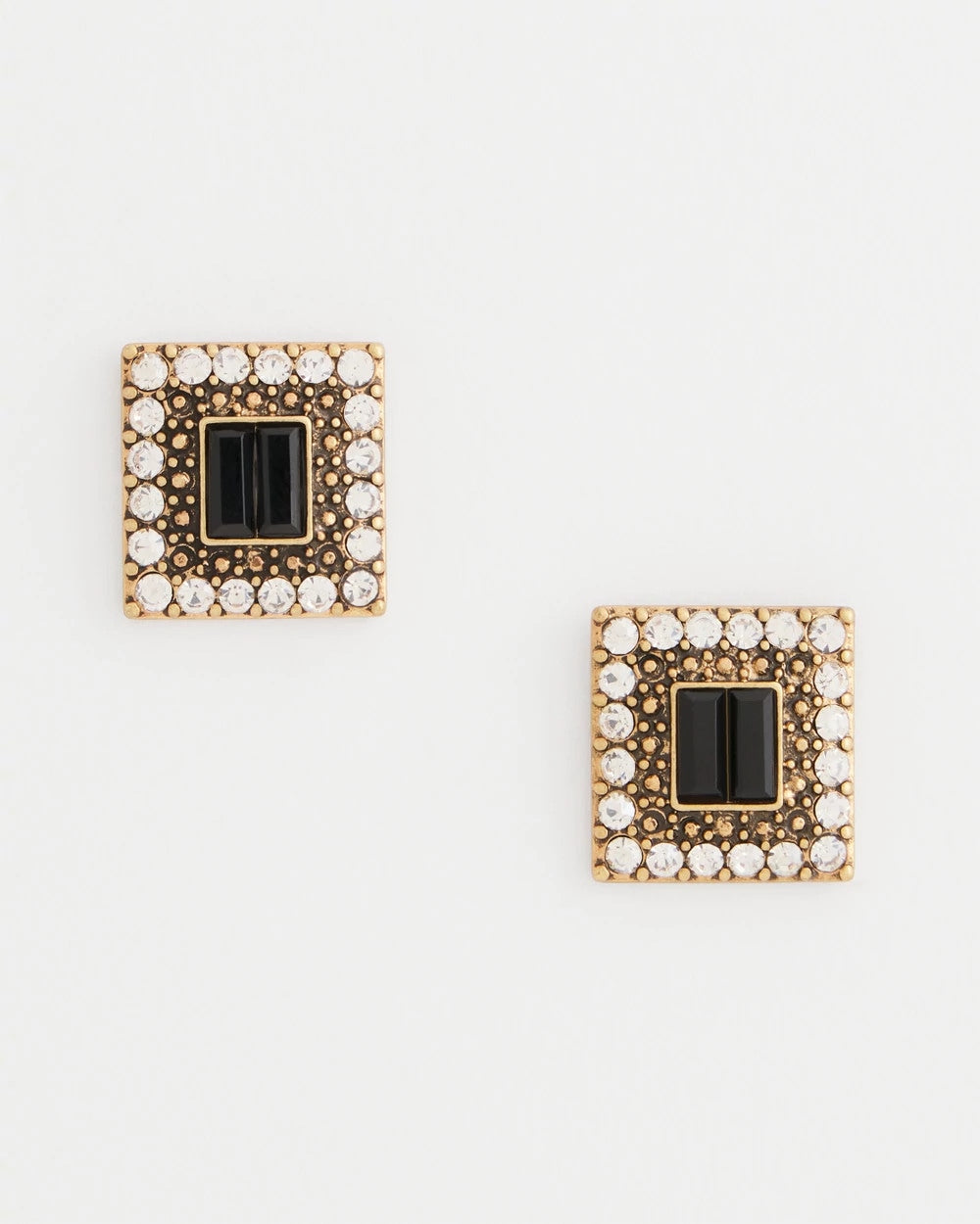 Chico's Jewelry Black & Goldtone Square Stud Earrings