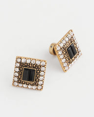 Chico's Jewelry Black & Goldtone Square Stud Earrings