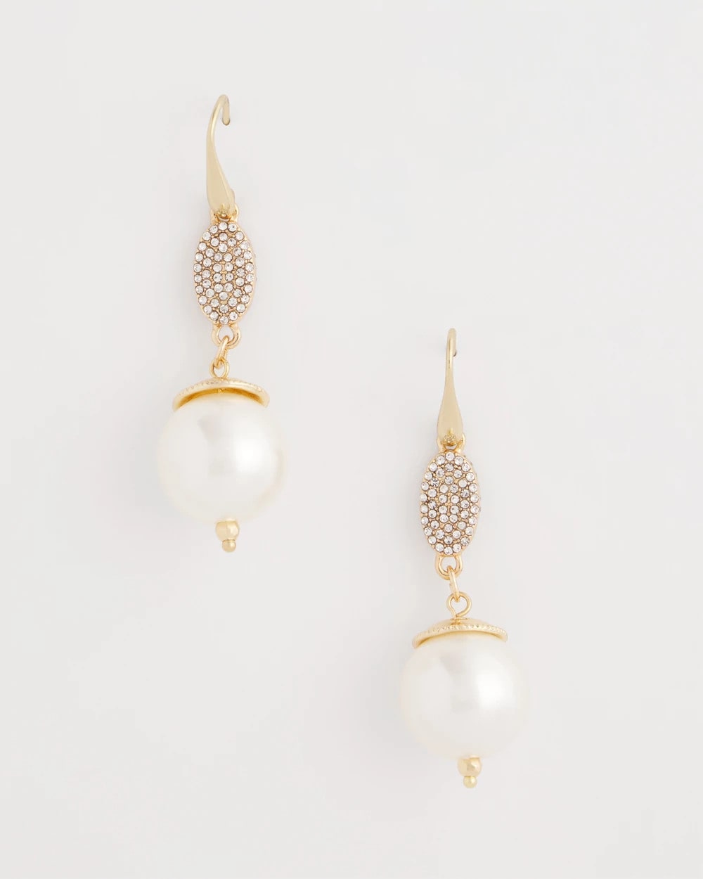 Chico's Jewelry Faux Pearl and Pave Drop Earrings