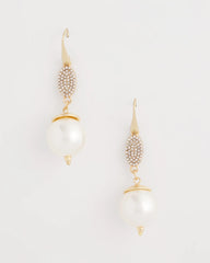Chico's Jewelry Faux Pearl and Pave Drop Earrings