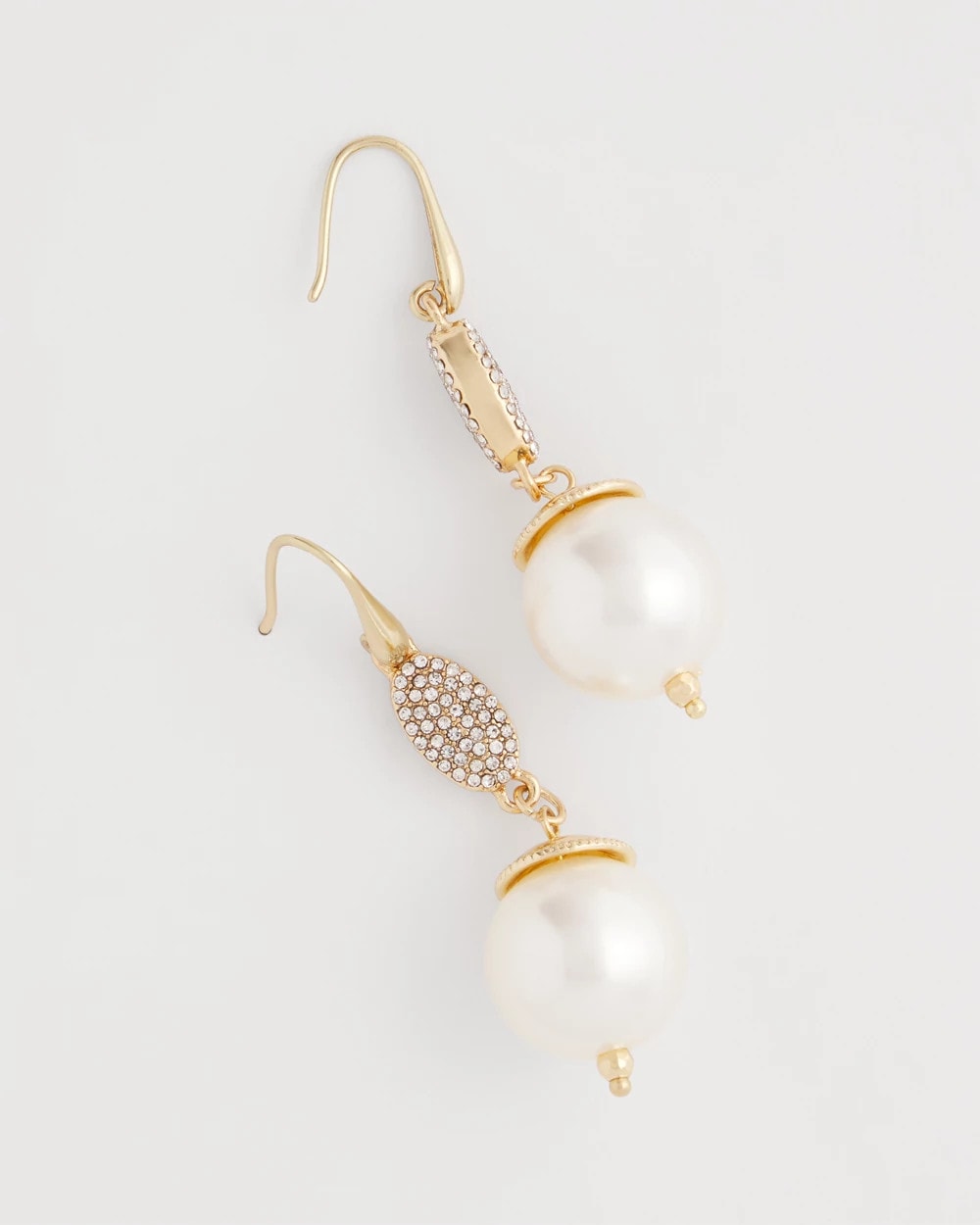 Chico's Jewelry Faux Pearl and Pave Drop Earrings