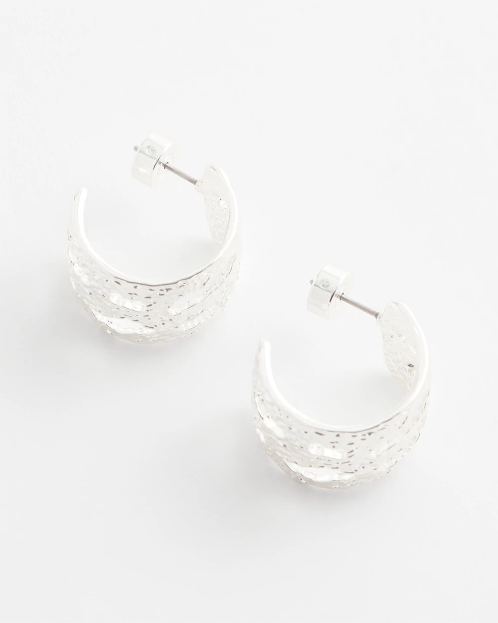 Chico's Jewelry No Droop® Cutout Silvertone Hoop Earrings