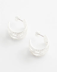 Chico's Jewelry No Droop® Cutout Silvertone Hoop Earrings