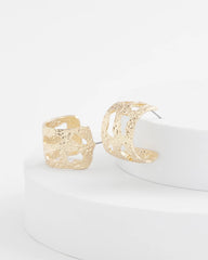 Chico's Jewelry No Droop® Cutout Goldtone Hoop Earrings