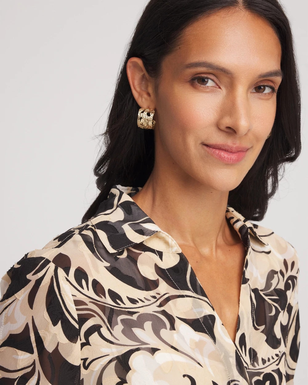 Chico's Jewelry No Droop® Cutout Goldtone Hoop Earrings