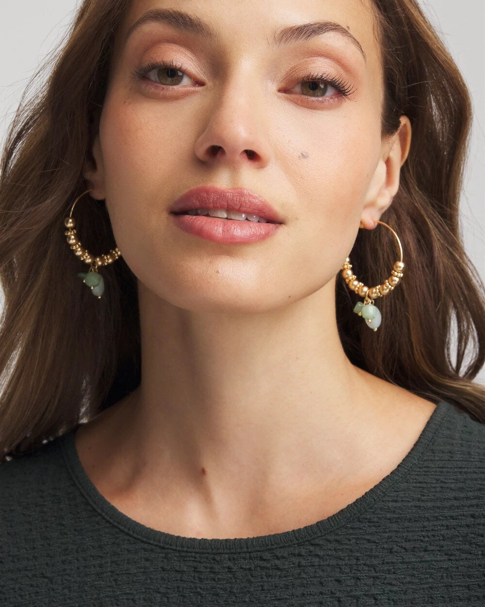 Chico's Jewelry No Droop® Gem Beaded Hoop Earrings