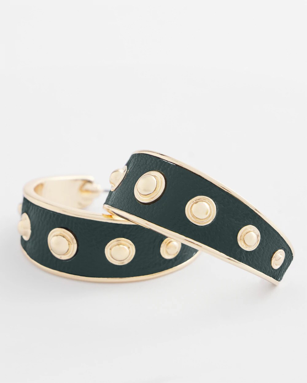 Chico's Jewelry No Droop® Green & Gold Hoop Earrings