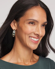 Chico's Jewelry No Droop® Green & Gold Hoop Earrings