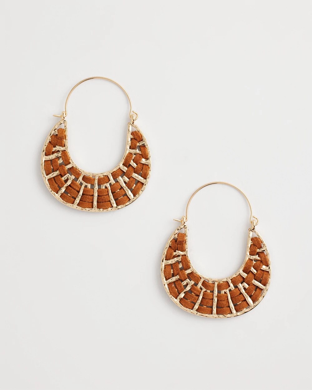 Chico's Jewelry Leather Half-Moon Hoop Earrings