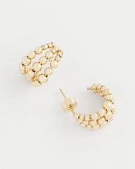 Chico's Jewelry Gold Beaded Mini Hoop Earrings