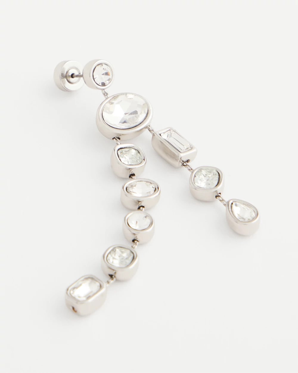 Chico's Jewelry Bezel Set Linear Silvertone Earrings