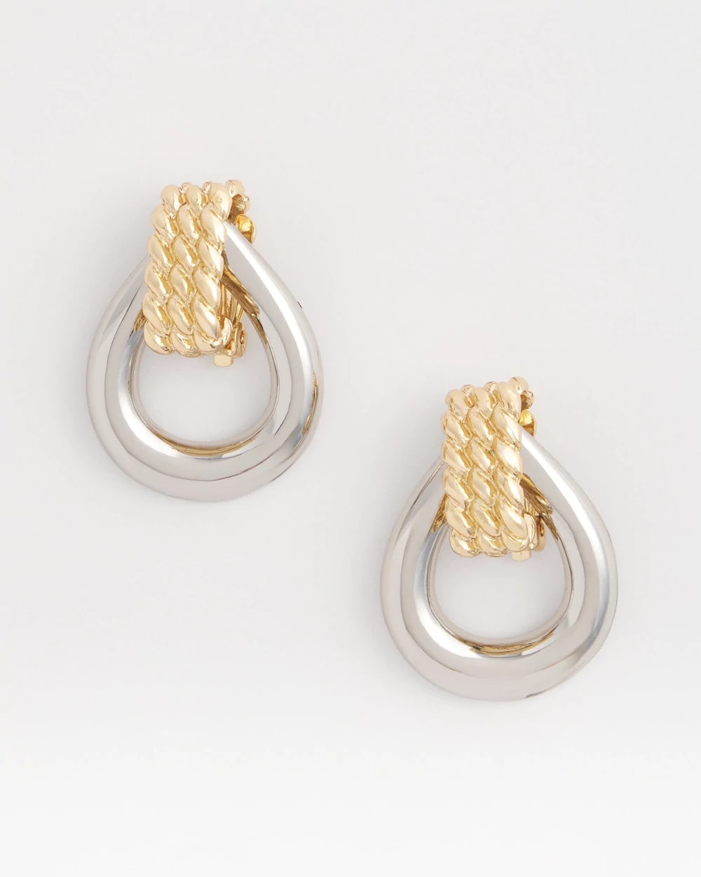 Chico's Jewelry No Droop™ Mixed-Metal Teardrop Clip-On Earrings