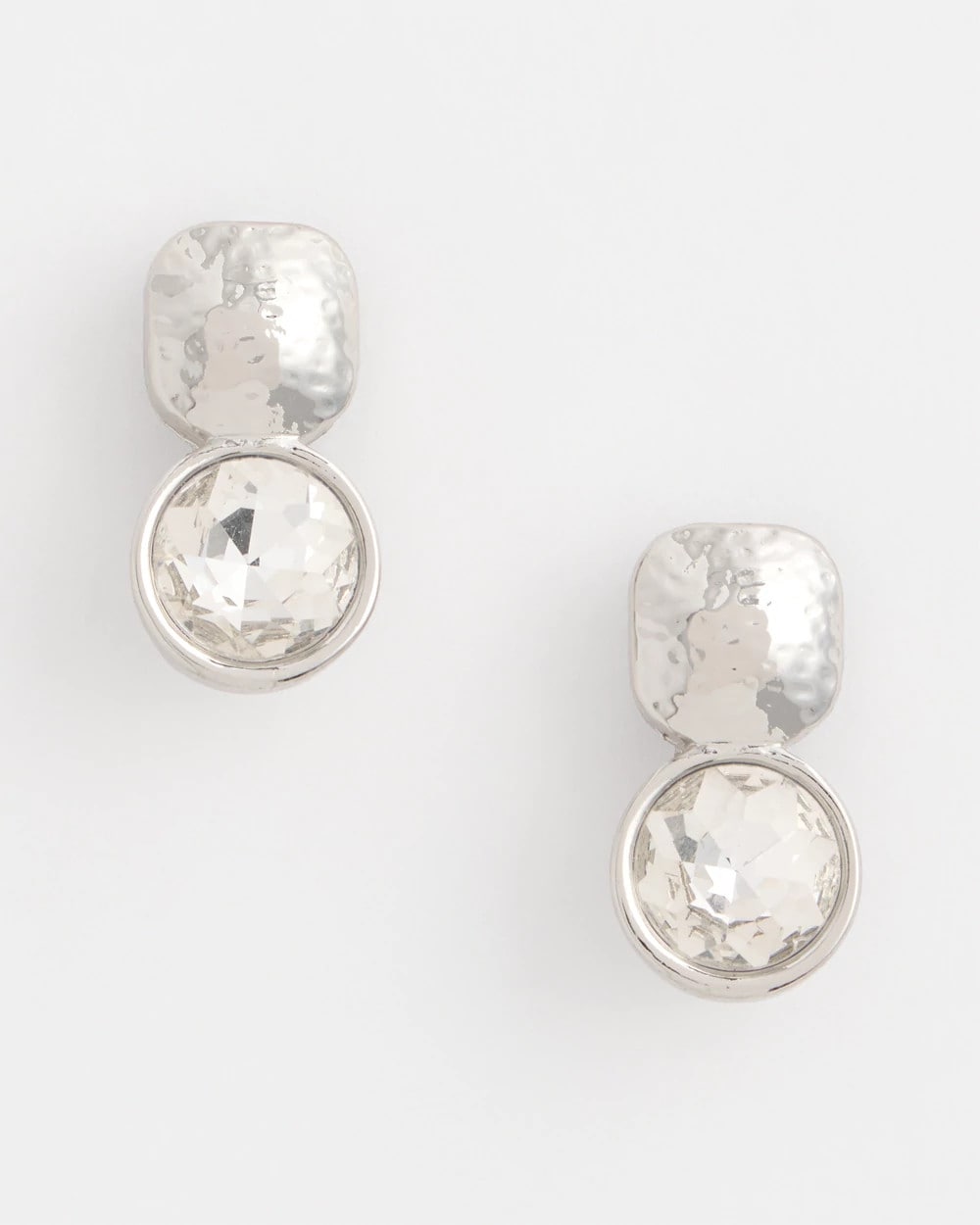 Chico's Jewelry No Droop™ Silver Tone Crystal Clip-On Earrings