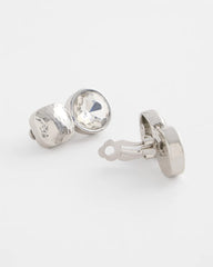 Chico's Jewelry No Droop™ Silver Tone Crystal Clip-On Earrings
