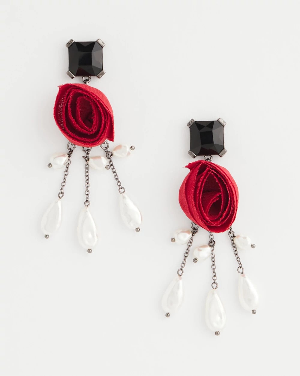 Chico's Jewelry Red Rose Drop Earrings