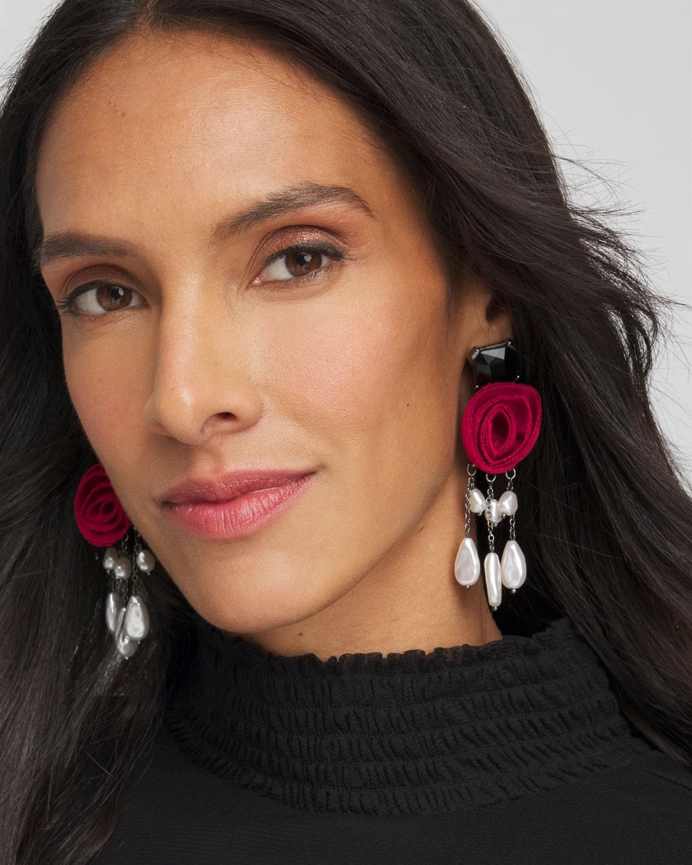Chico's Jewelry Red Rose Drop Earrings