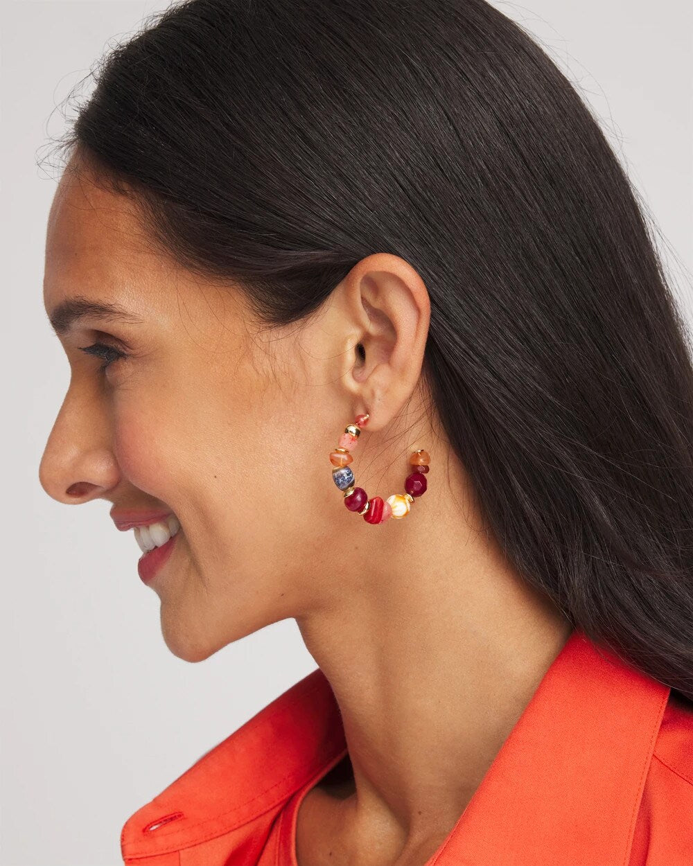 Chico's Jewelry No Droop® Beaded Hoop Earrings